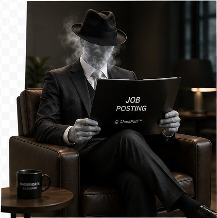 The Corporate Ghost reading a job posting